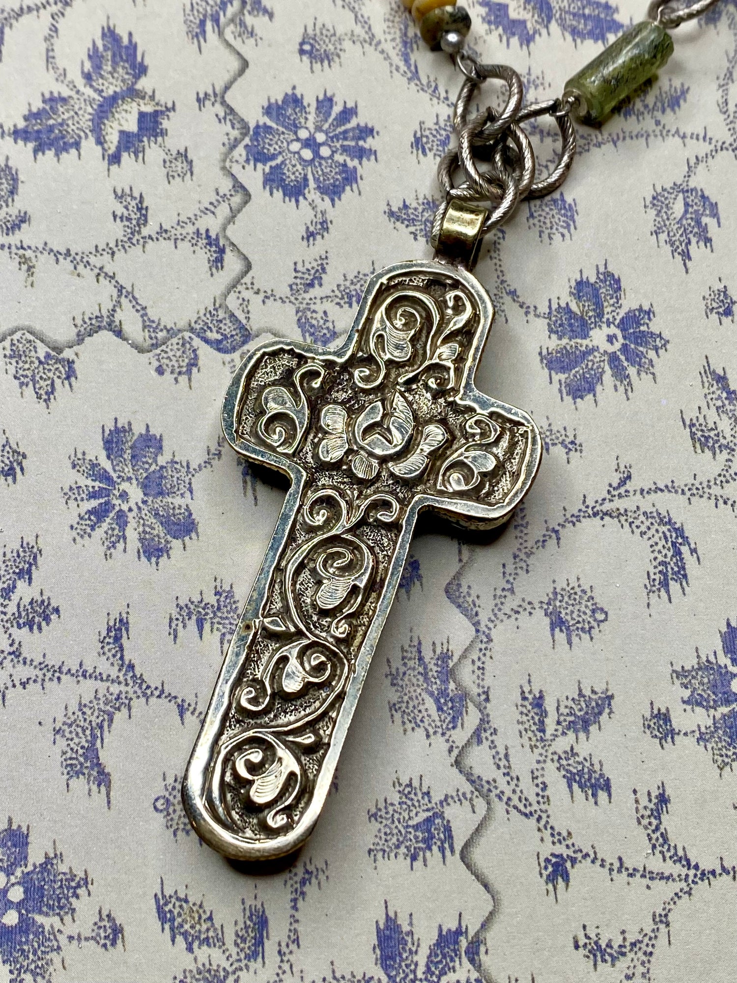 Carved Tibetan Cross Focal Necklace