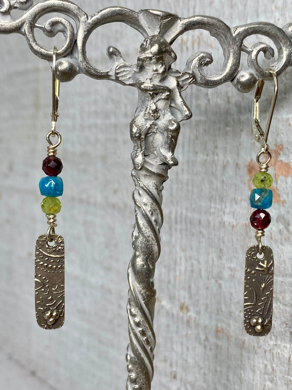 Silver Bar with Semi-Precious Beads Earring by LLD  ER 6