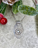 Textured Oval with Flower Necklace