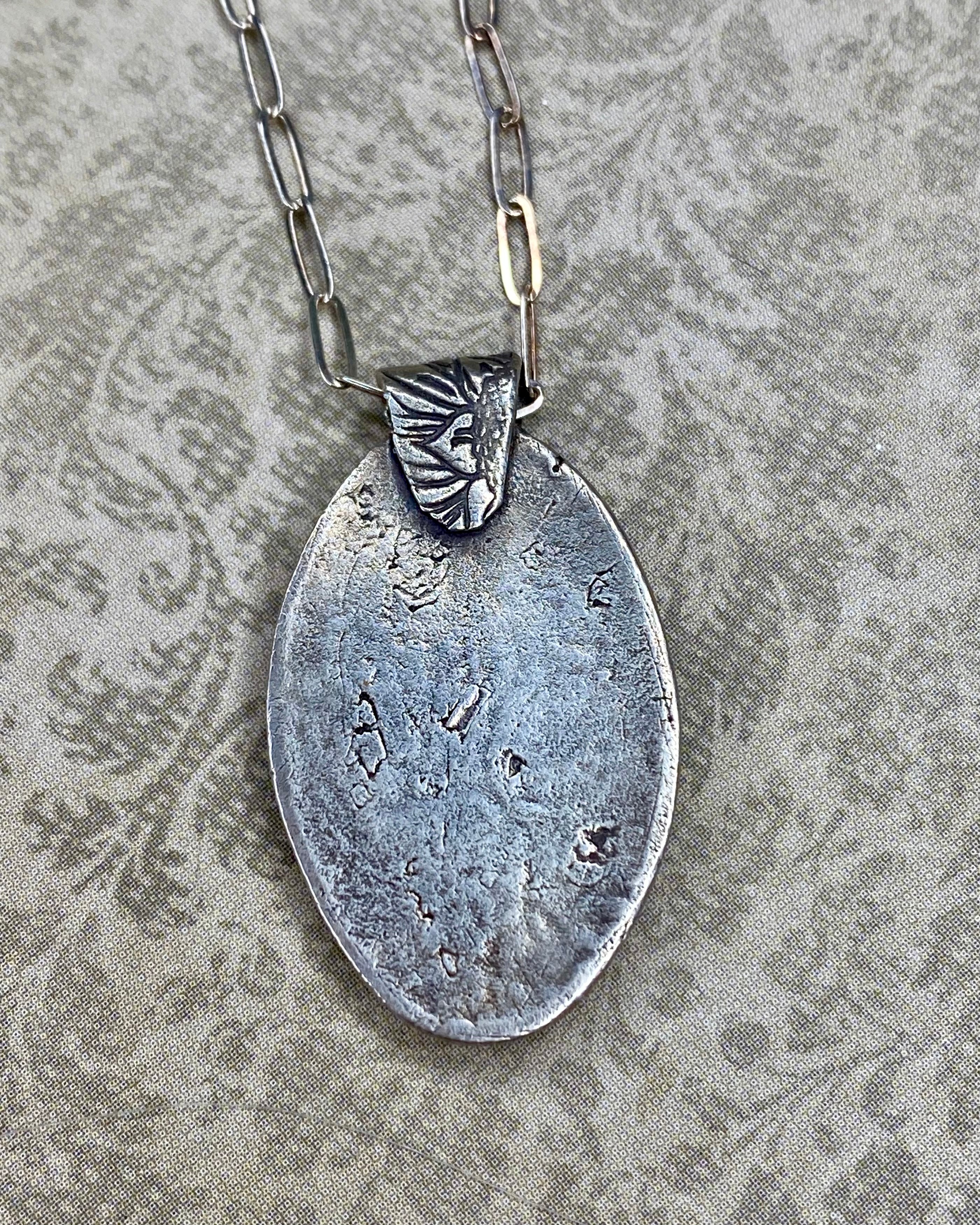 Textured Oval with Flower Necklace