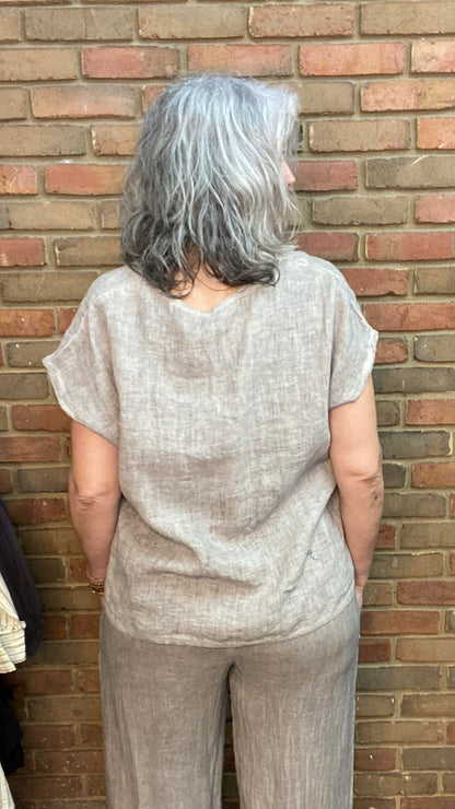 Basic Linen Top Taupe