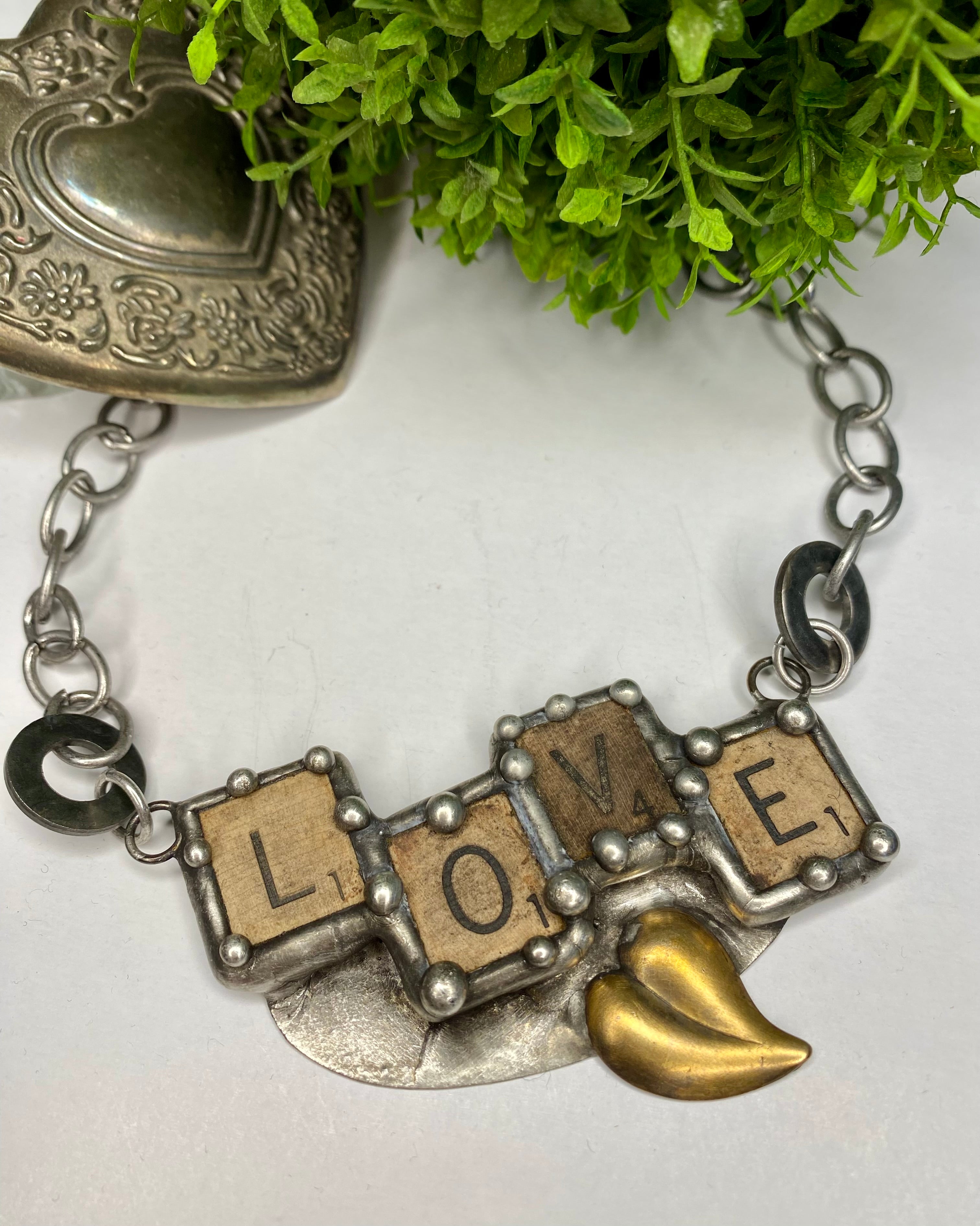 Vintage Scrabble LOVE Necklace