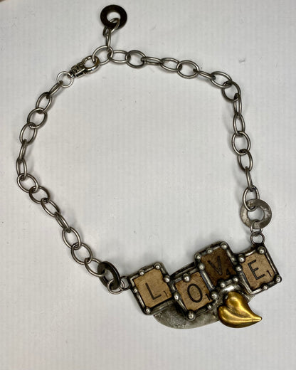 Vintage Scrabble LOVE Necklace