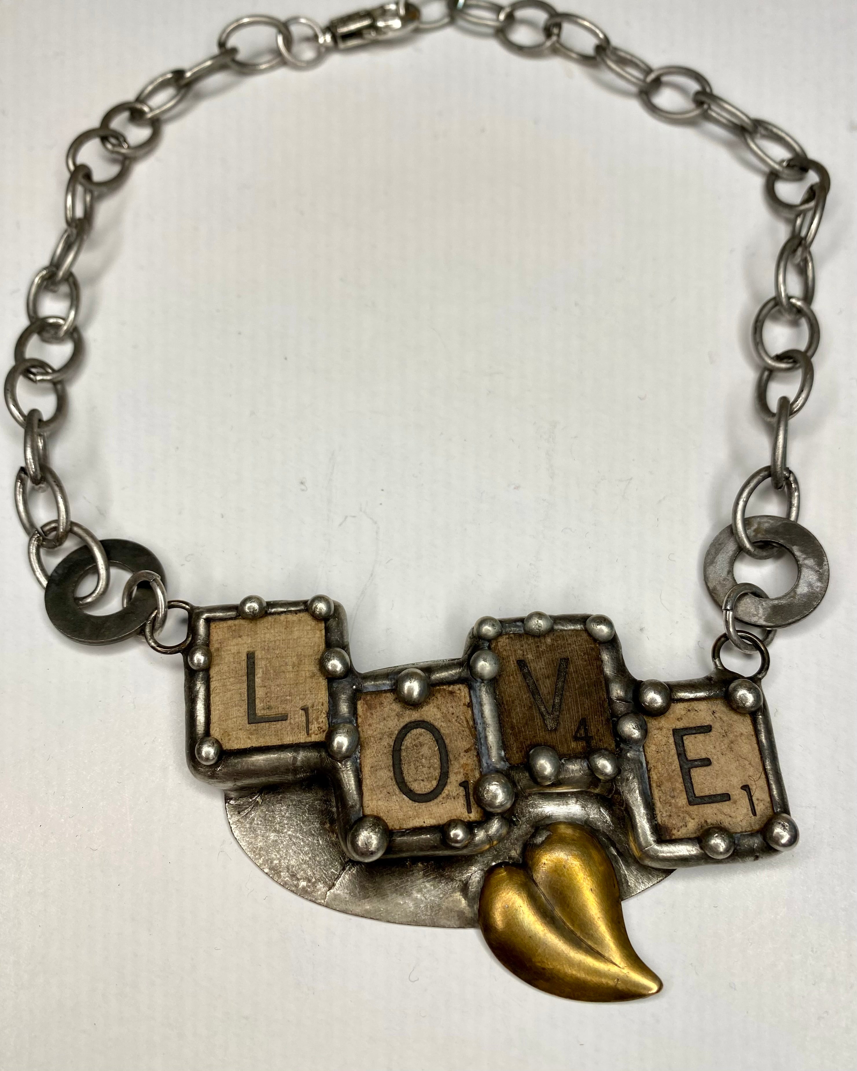 Vintage Scrabble LOVE Necklace