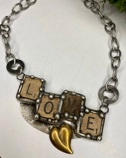 Vintage Scrabble LOVE Necklace