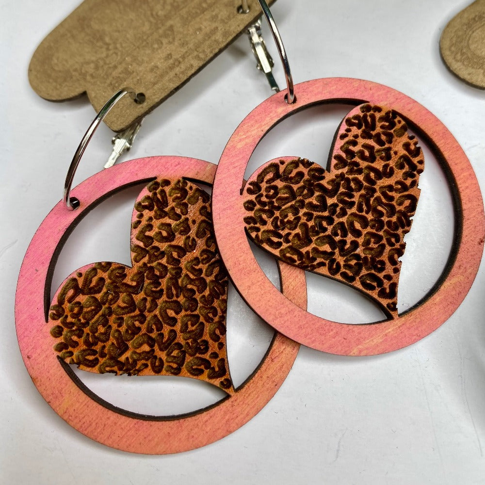 Wooden Circled Heart Earring