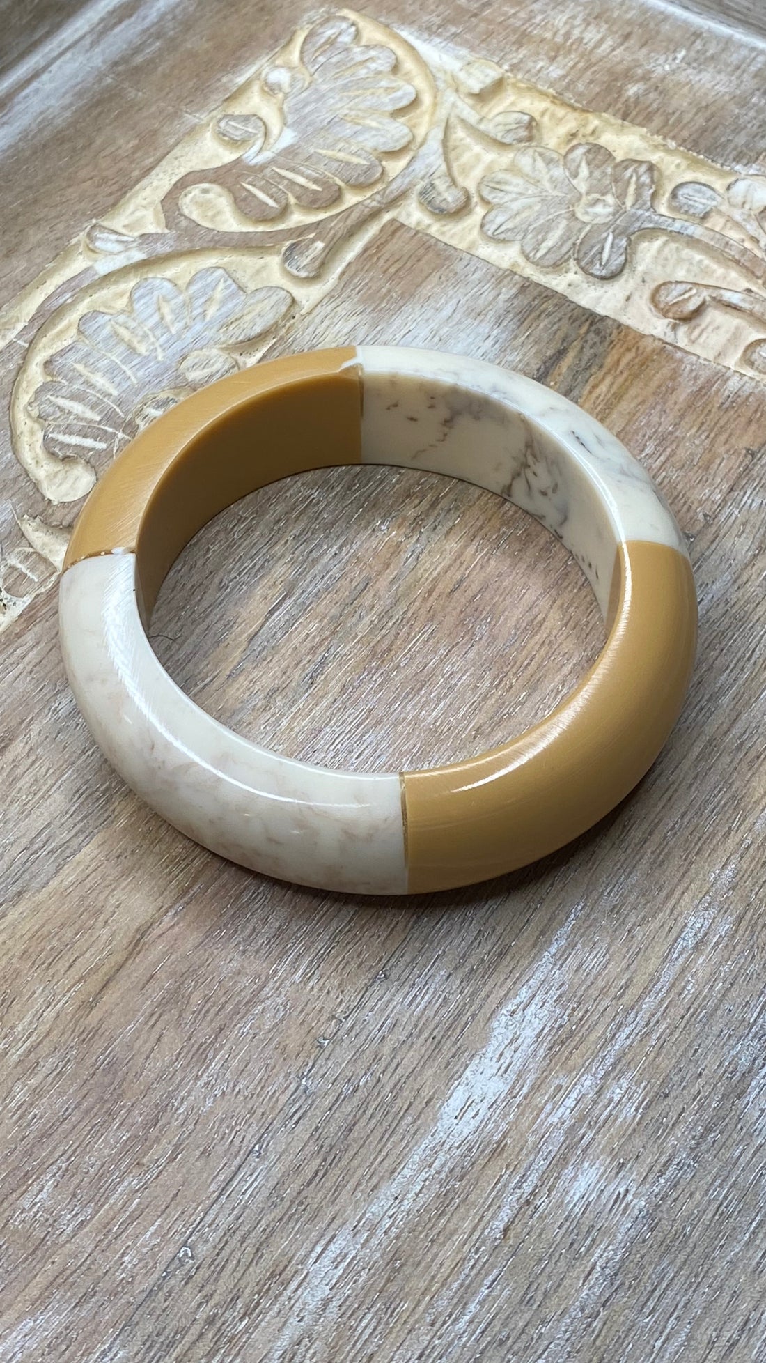 Mustard and Cream Bangle Bracelet