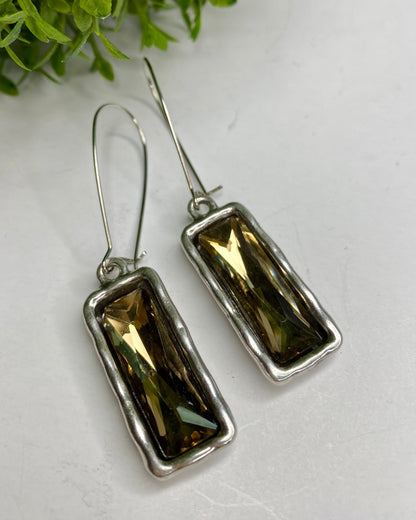Crystal Rectangle Earring - Vintage Vault Boutique