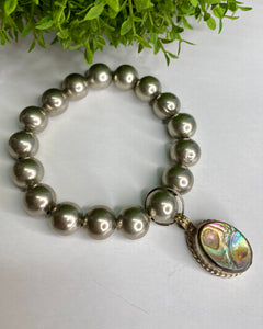 Tibetan Abalone Stone Drop Stretch Bracelet