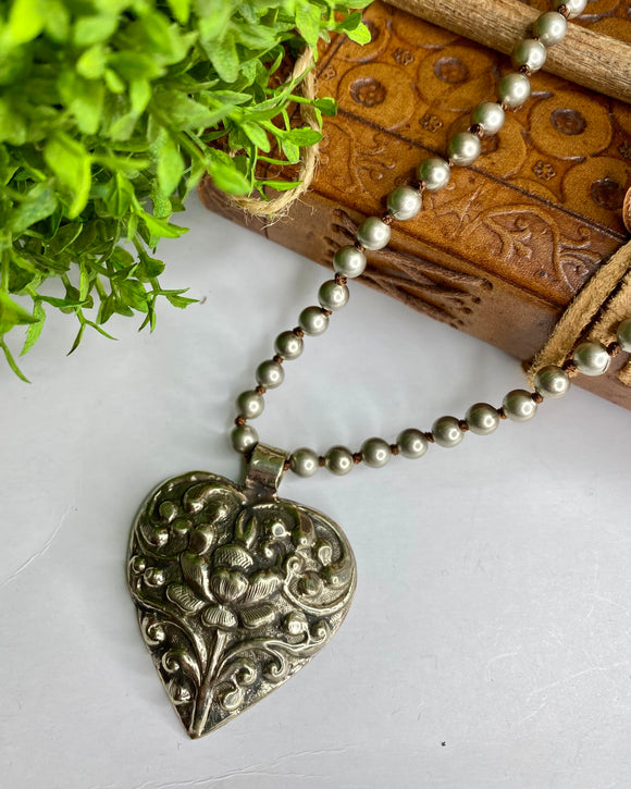 Tibetan Embossed Heart Necklace