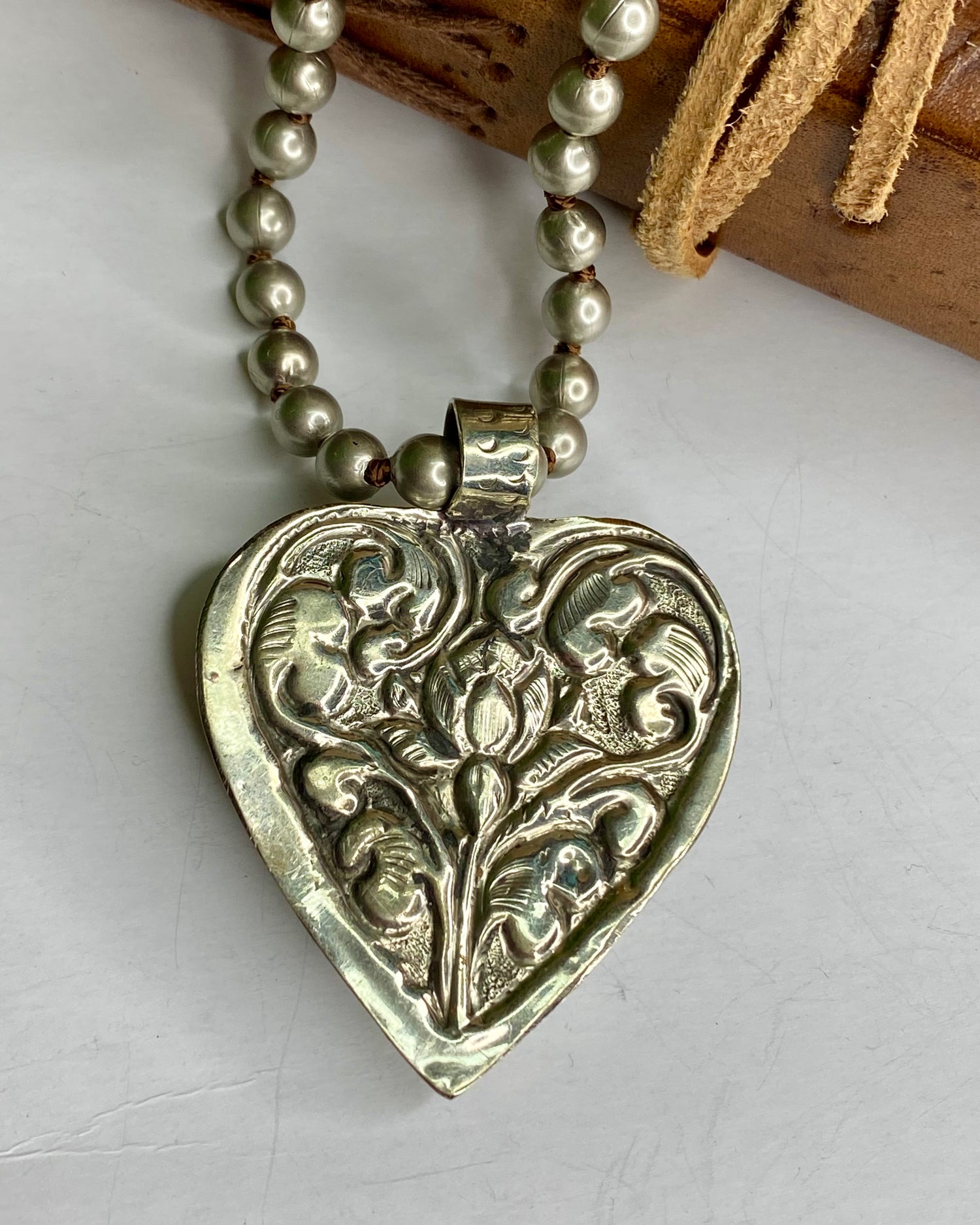 Tibetan Embossed Heart Necklace