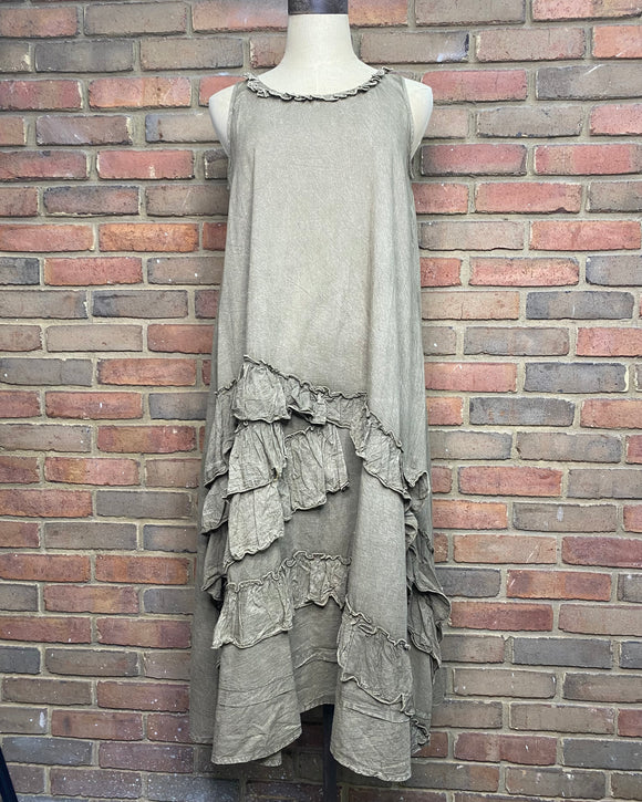 Earth Tiered Long Dress with Lace Accents