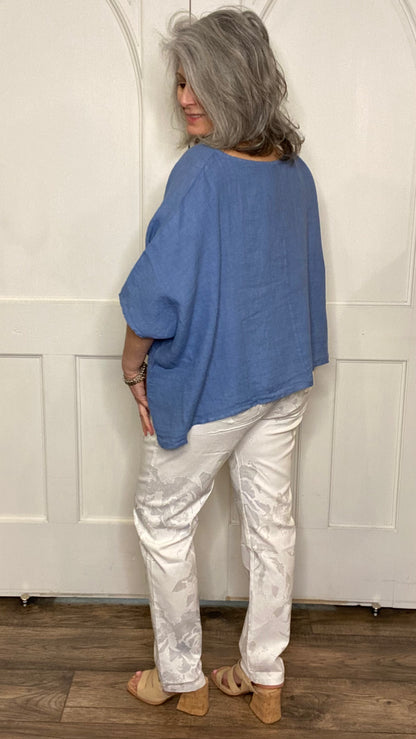 Linen Topper Pale Blue