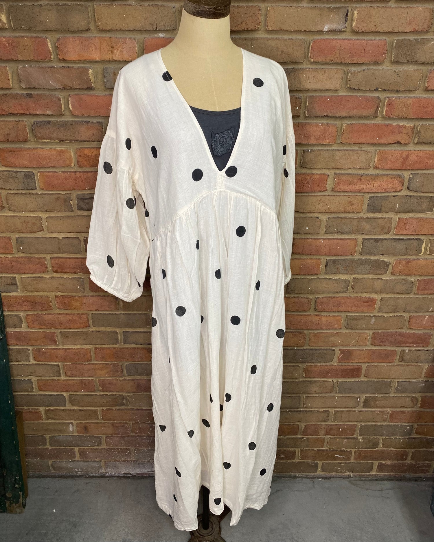 Polka Dot V Neck Dress  ONE SIZE