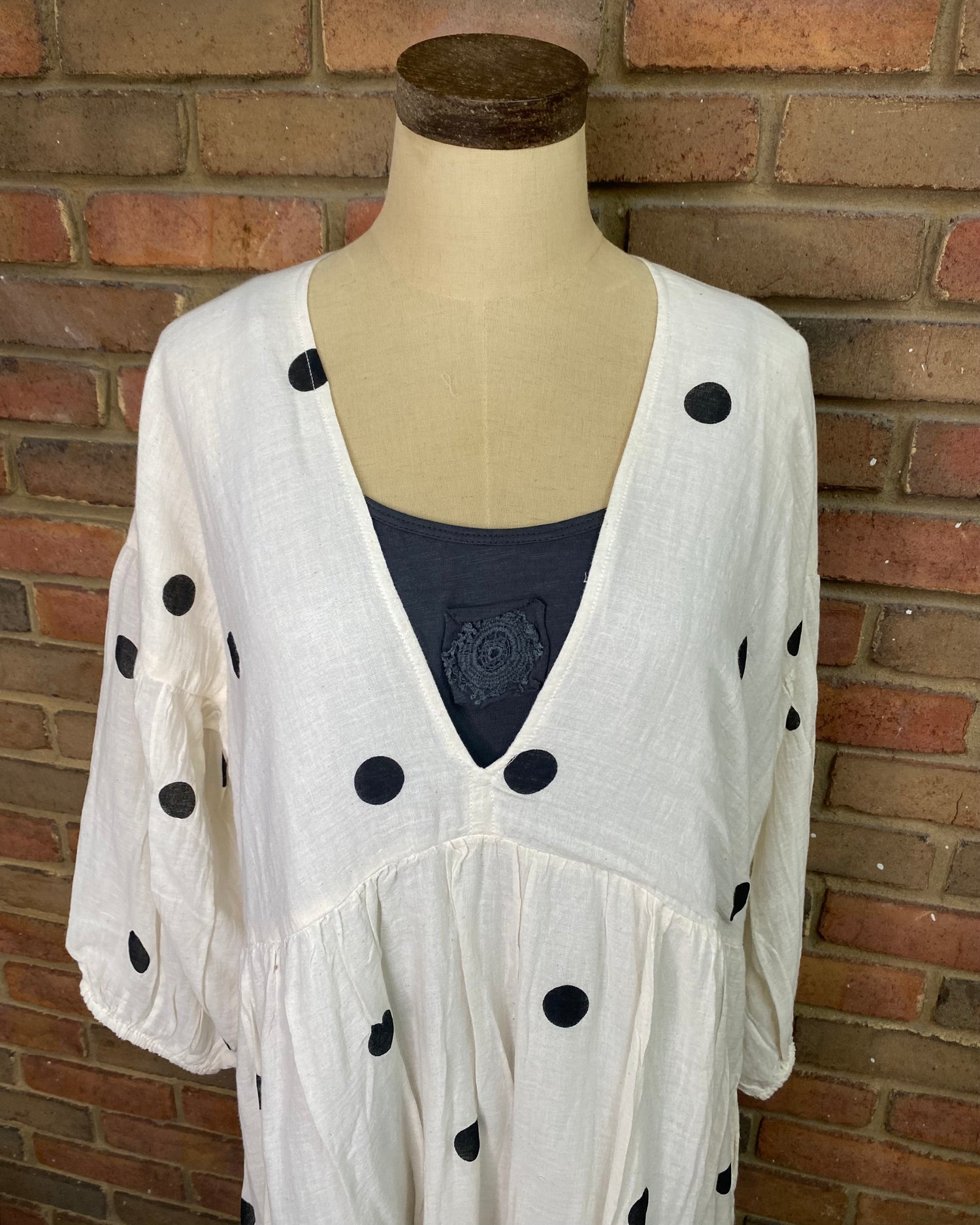 Polka Dot V Neck Dress  ONE SIZE