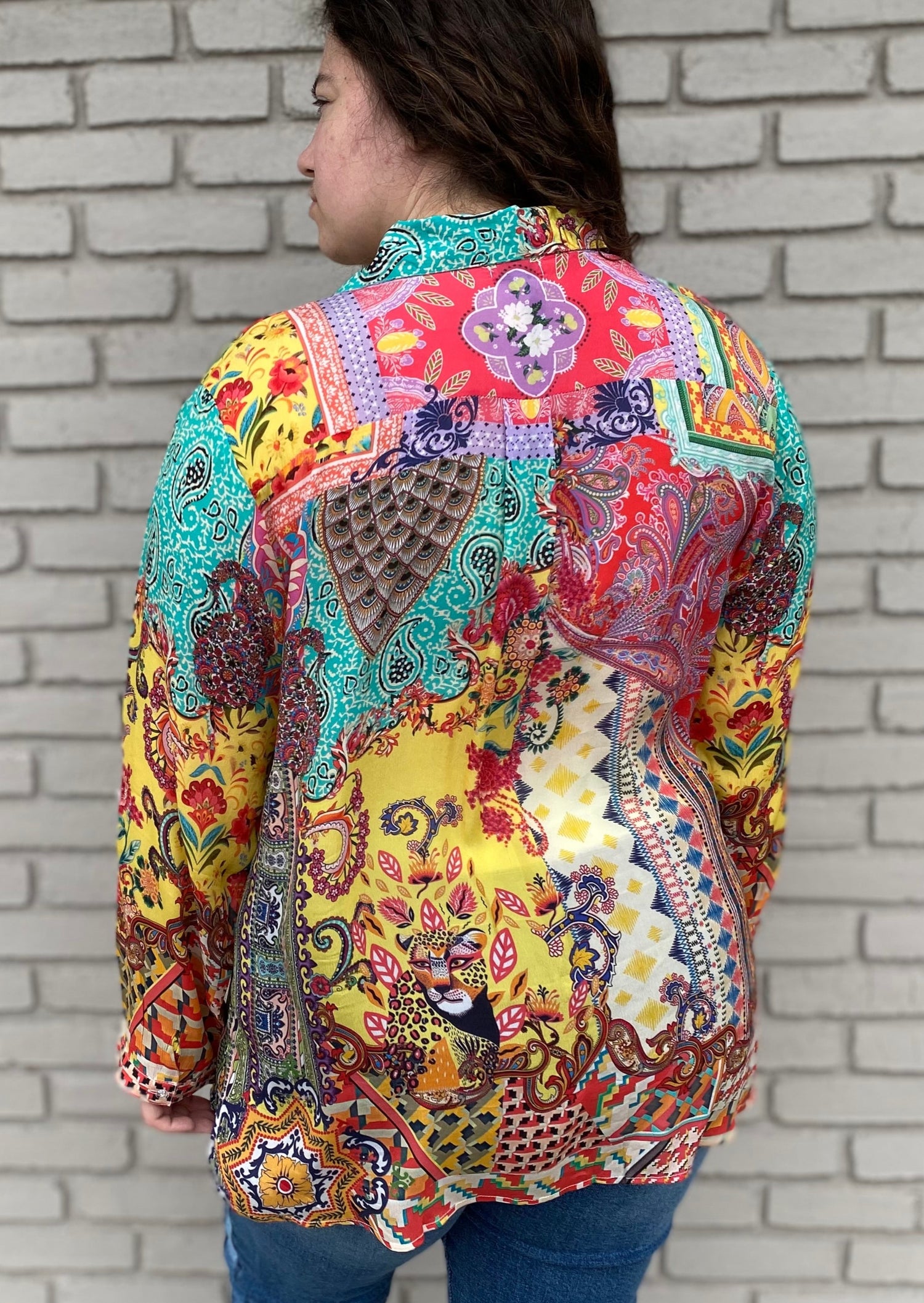 Silk Abstract Tiger Print Shirt. 