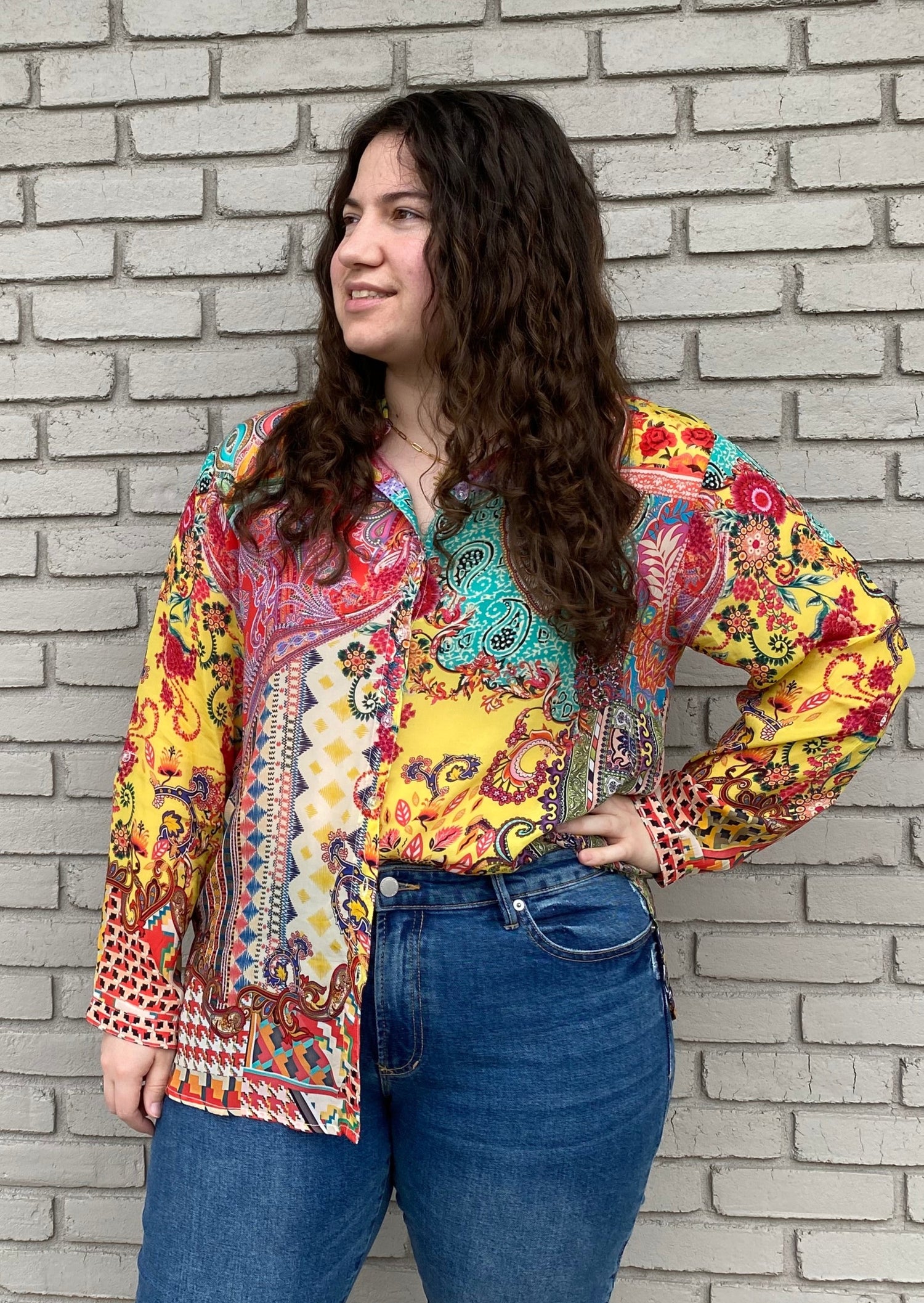 Silk Abstract Tiger Print Shirt. 