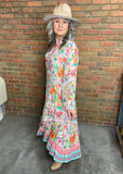 Silk Floral Long Sleeve Dress #456