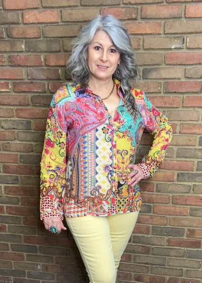 Silk Abstract Tiger Print Shirt. 