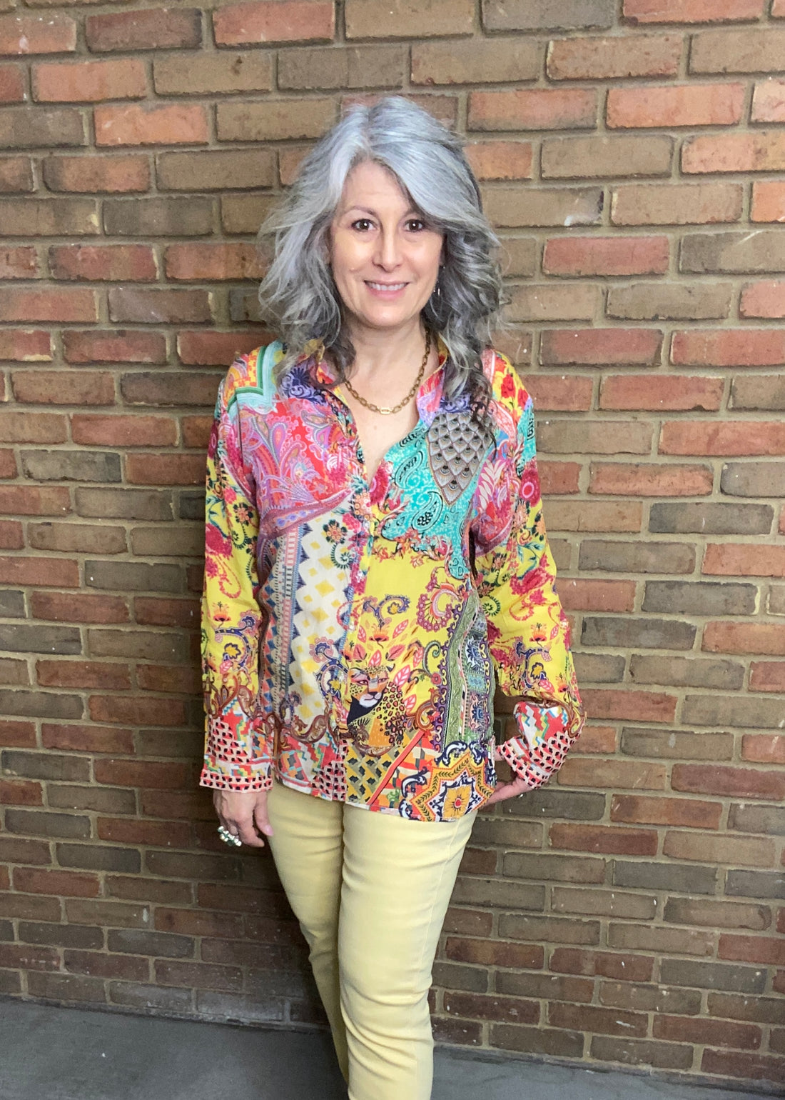 Silk Abstract Tiger Print Shirt. 