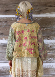 Back view on a model of Kalamkari Andhra Jacket by Magnolia Pearl in the color Antigue of reversed side..