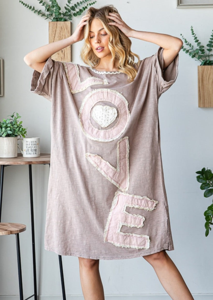 Tee Shirt LOVE Dress MAUVE 