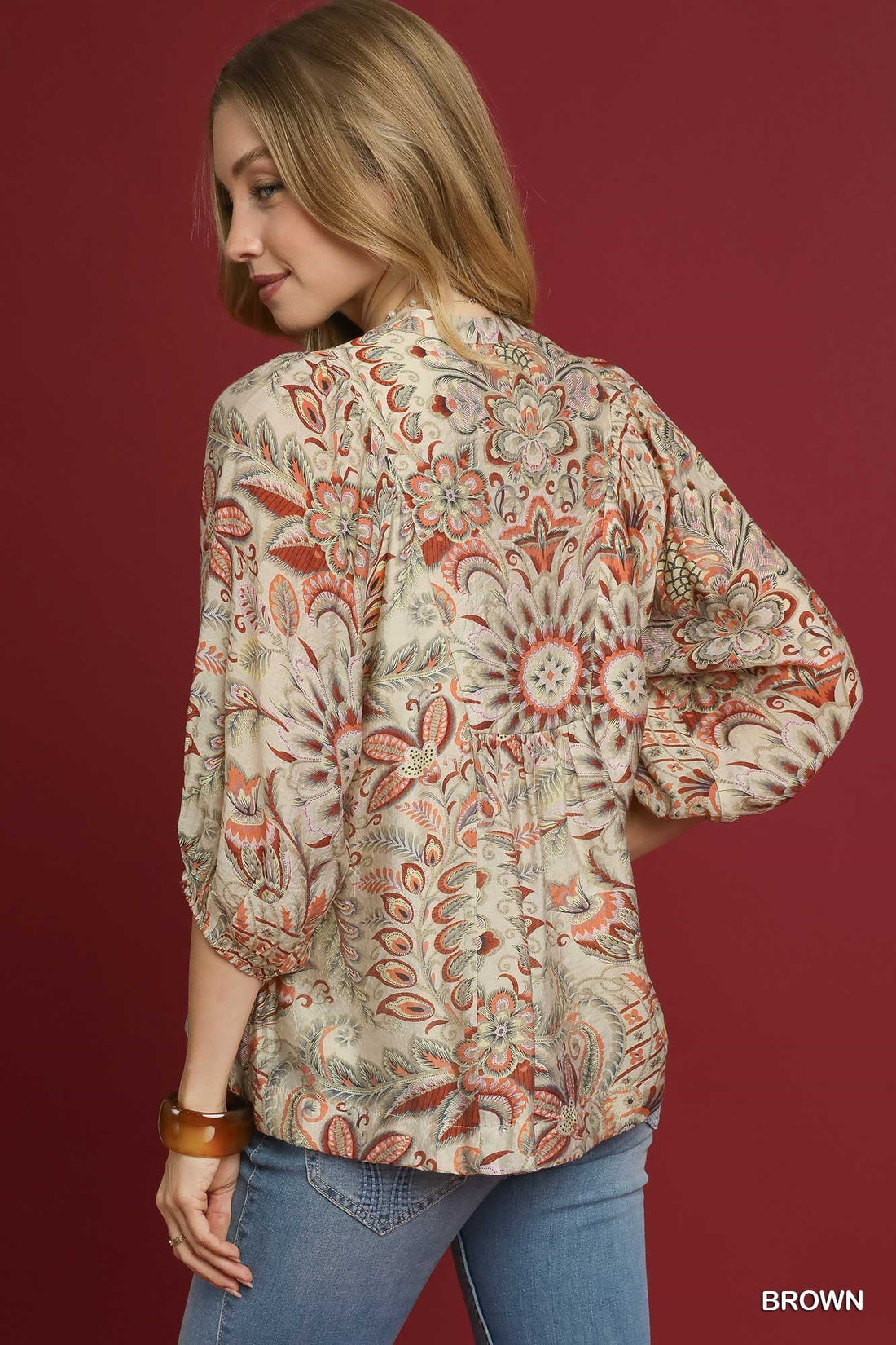 Printed V-Neck Top
