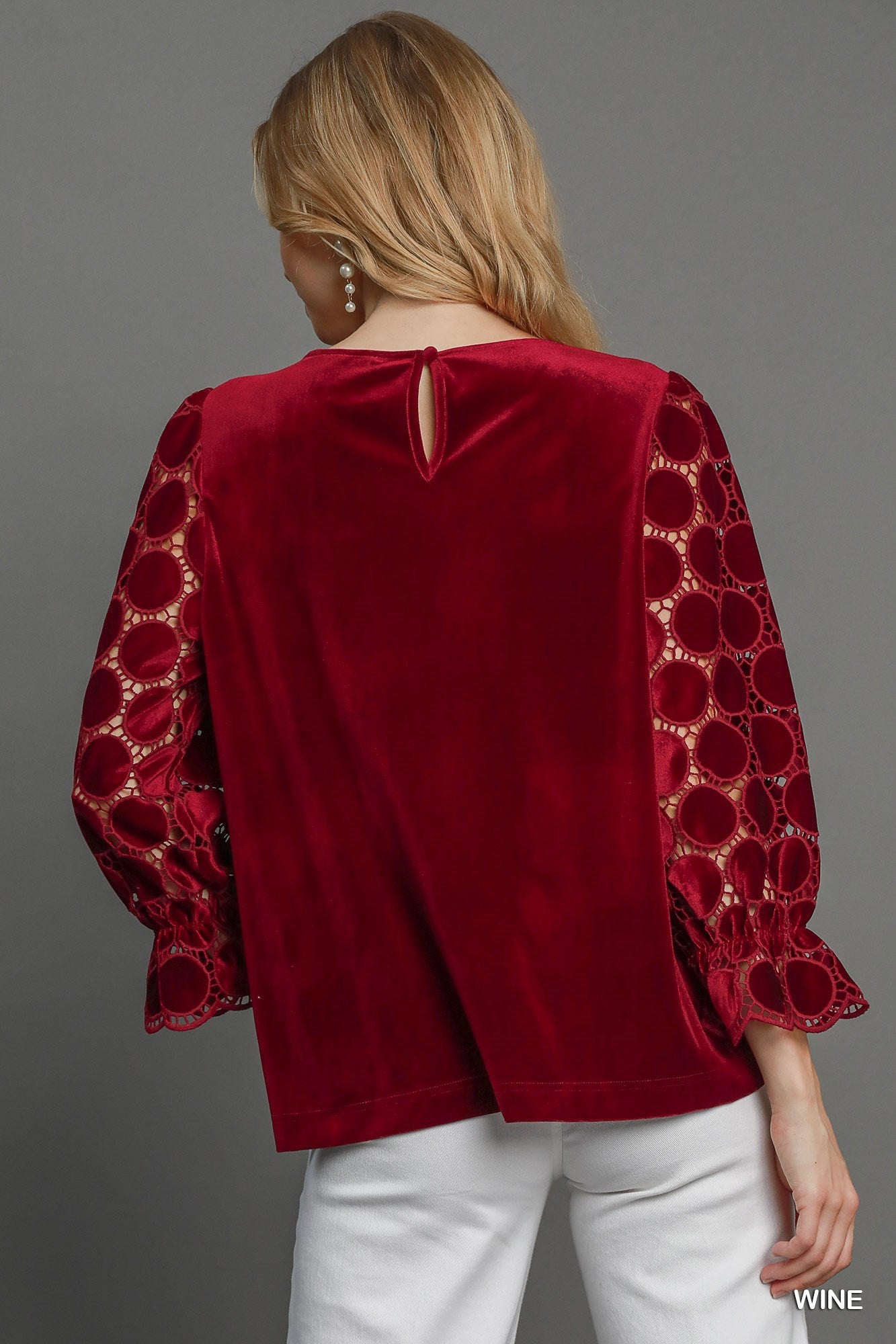 Polka Dot Sleeve Velvet Top