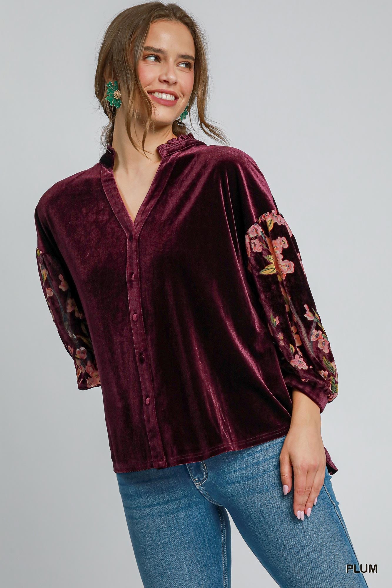 Puff Sleeve Velvet Top