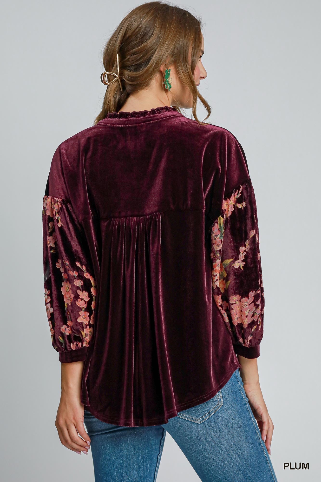 Puff Sleeve Velvet Top