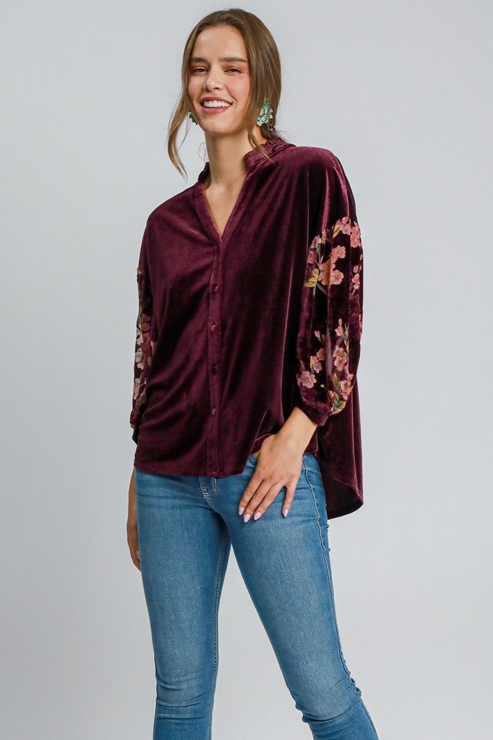 Puff Sleeve Velvet Top