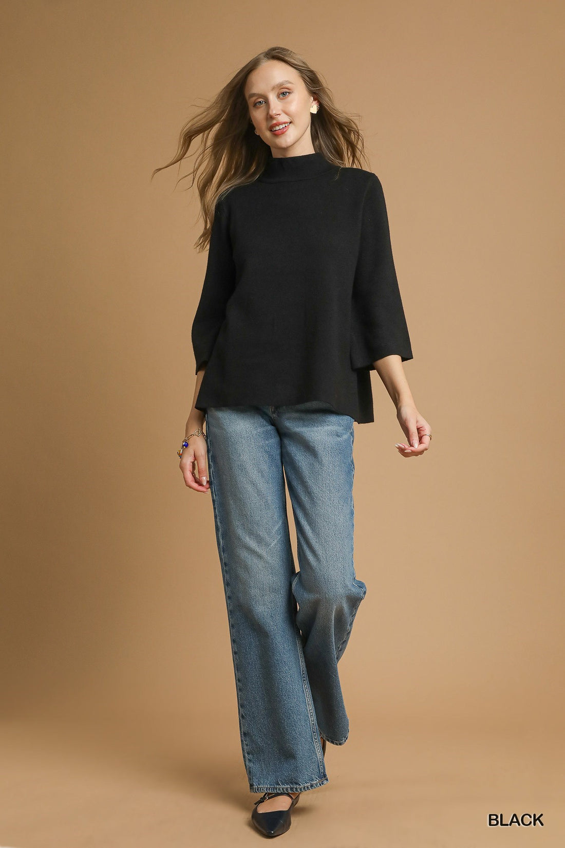 Black Mock Neck Top
