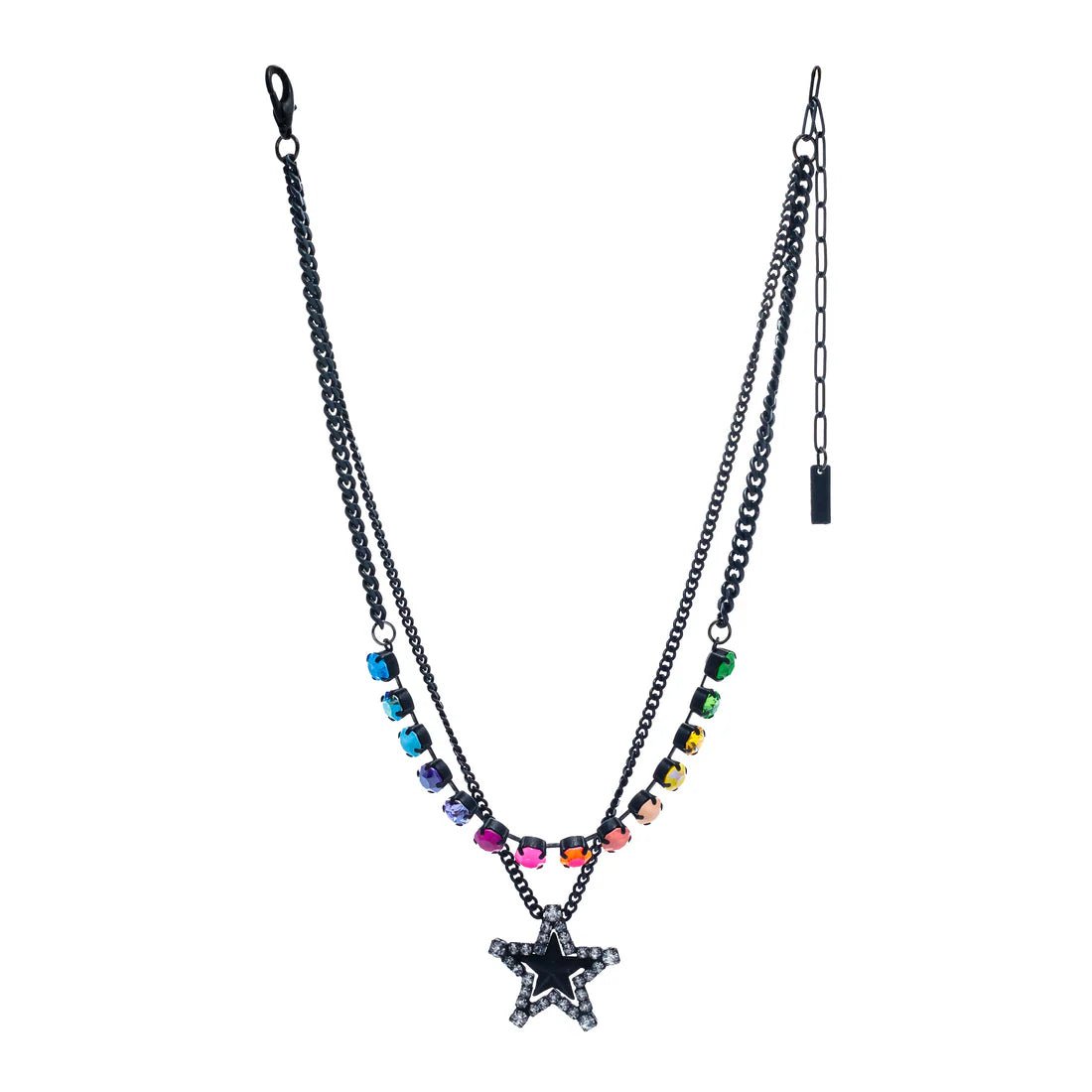 Layered Star Necklace Candy Crush/Antique Silver - Vintage Vault Boutique