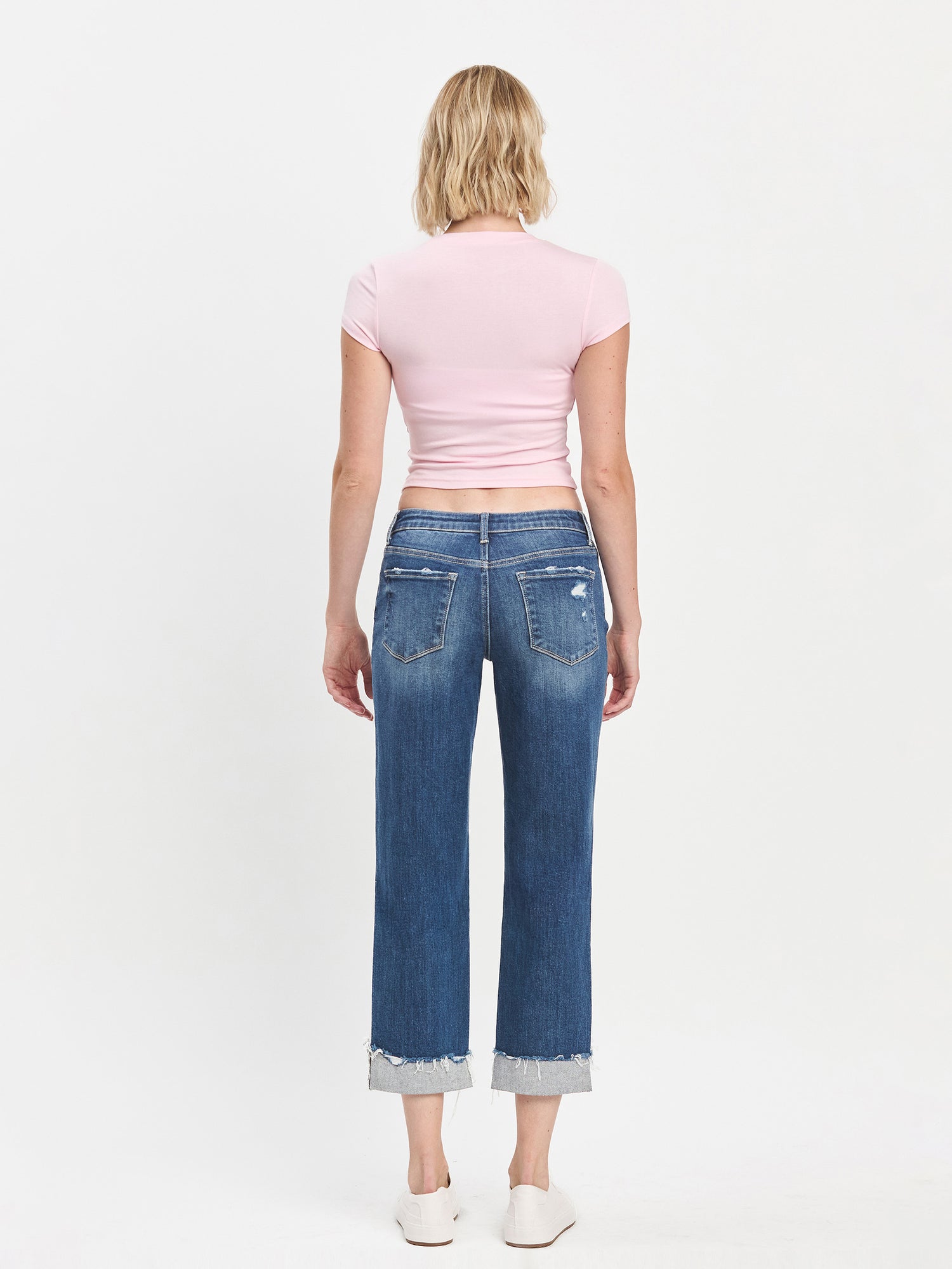 Mid Rise Cuffed Boyfriend Jeans