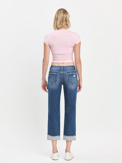 Mid Rise Cuffed Boyfriend Jeans