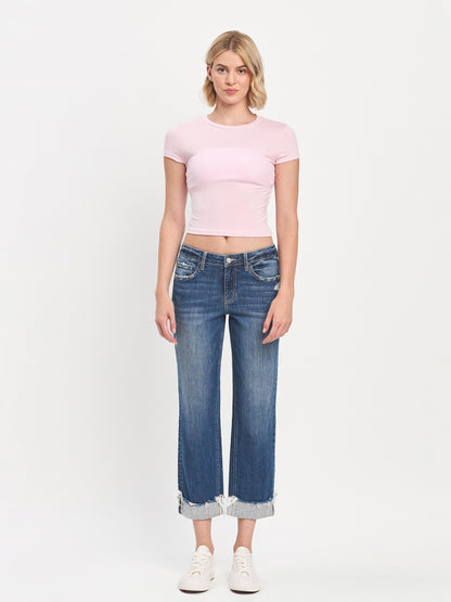 Mid Rise Cuffed Boyfriend Jeans