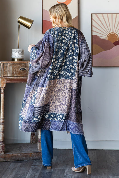 Mix Print Blue Duster 