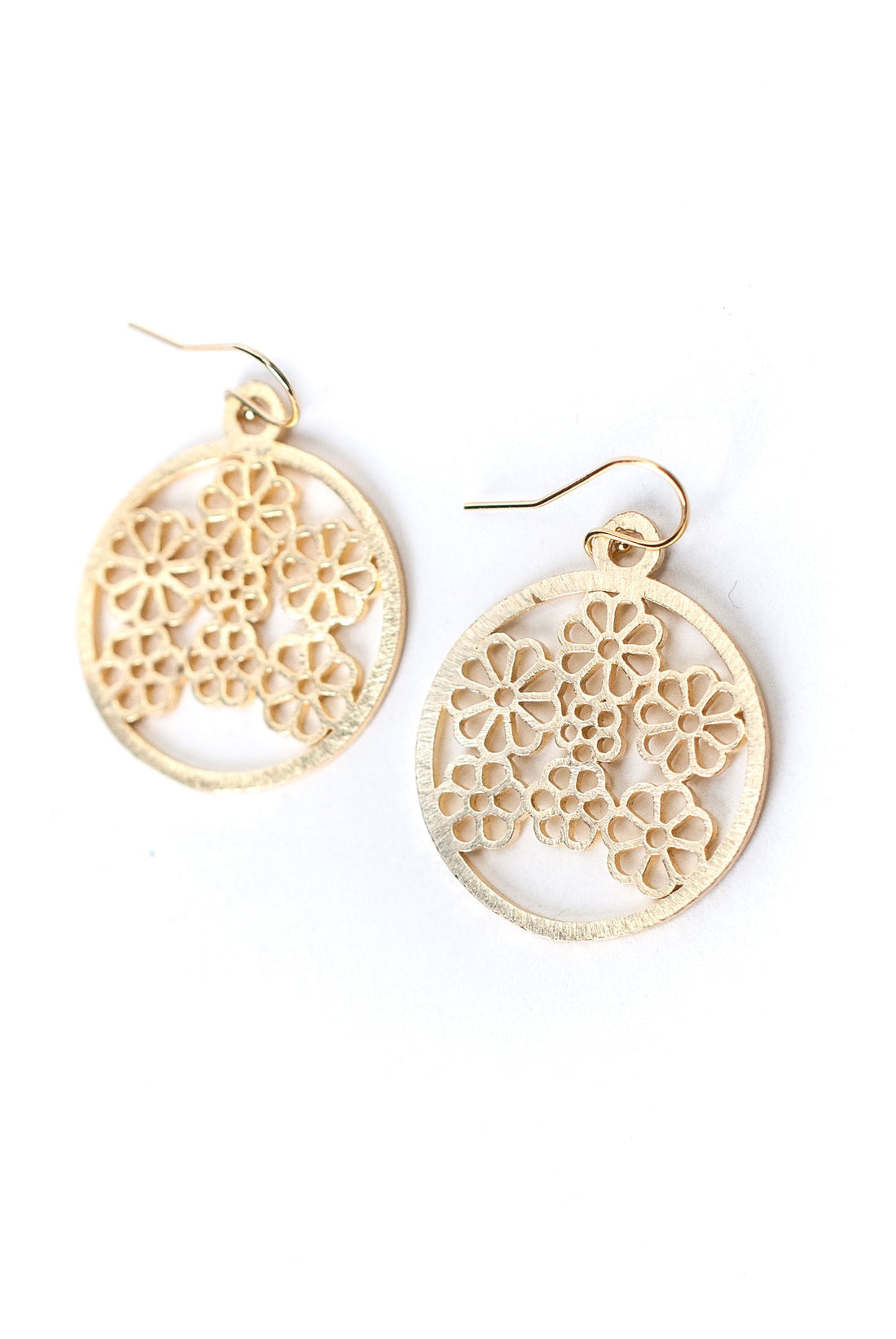 Brushed Gold Floral Collage Earrings E028