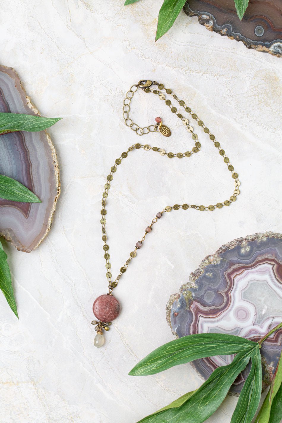 Mauve Mix Simple Necklace 001 - 3N - Vintage Vault Boutique