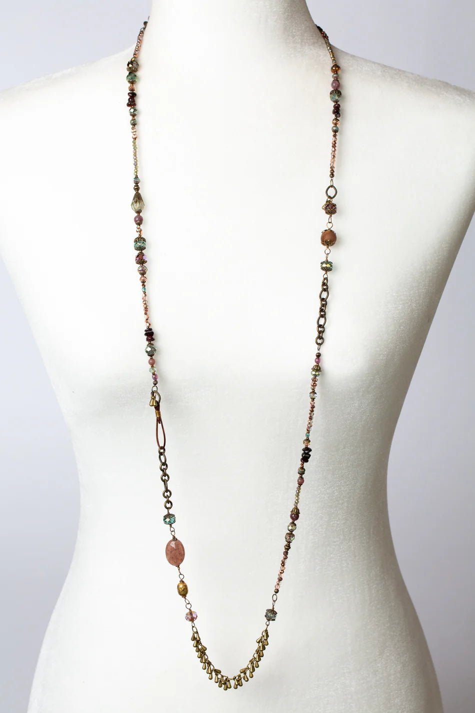 Mauve Mix Collage Necklace N05 - Vintage Vault Boutique