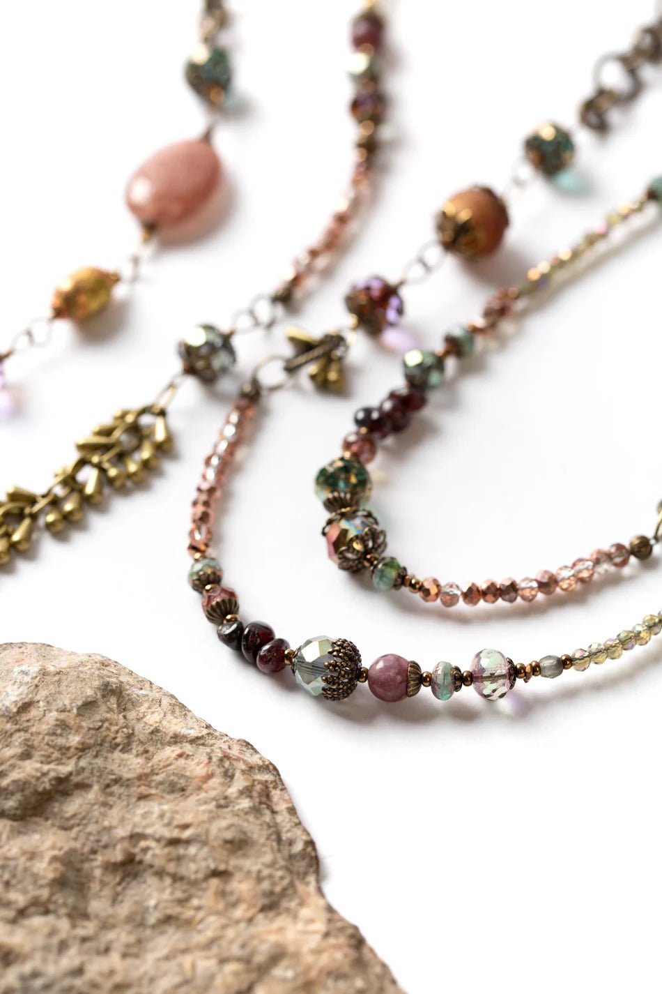 Mauve Mix Collage Necklace N05 - Vintage Vault Boutique
