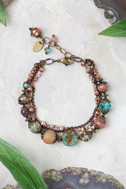 Mauve Mix Multistrand Bracelet B006-2