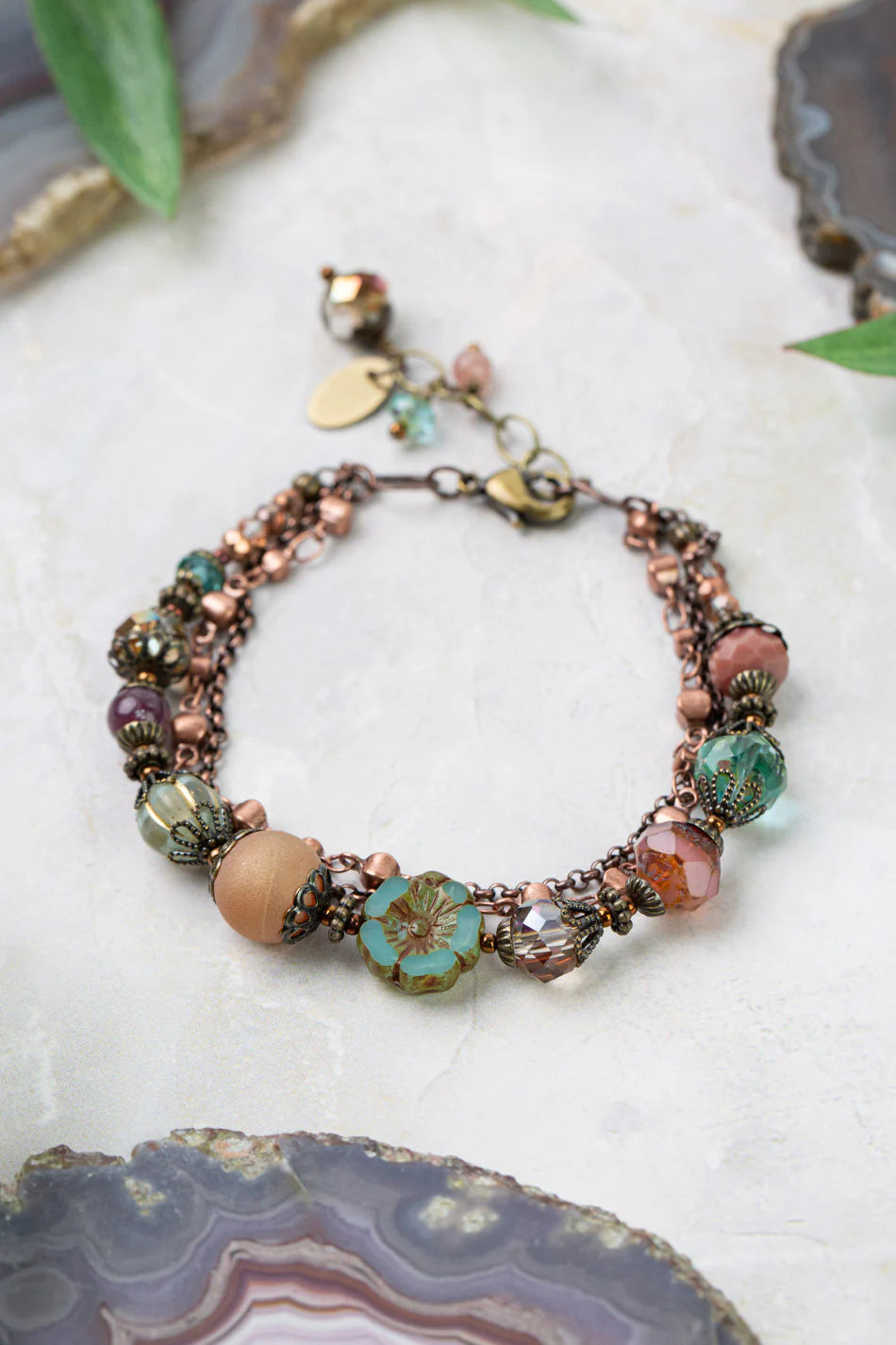 Mauve Mix Multistrand Bracelet B006-2