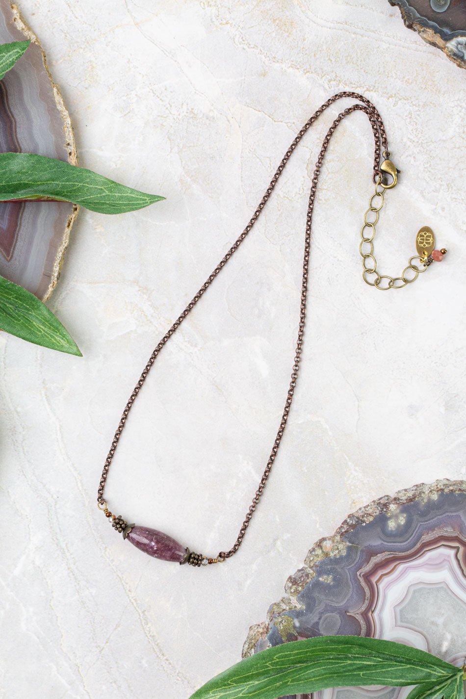 Mauve Mix Simple Necklace N039 - Vintage Vault Boutique