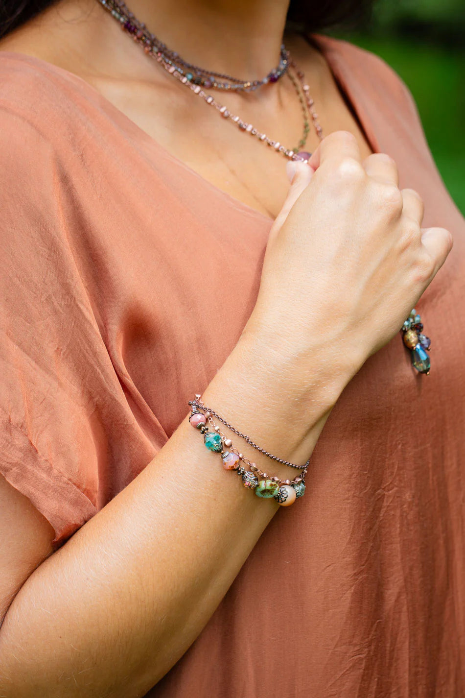 Mauve Mix Multistrand Bracelet B006-2