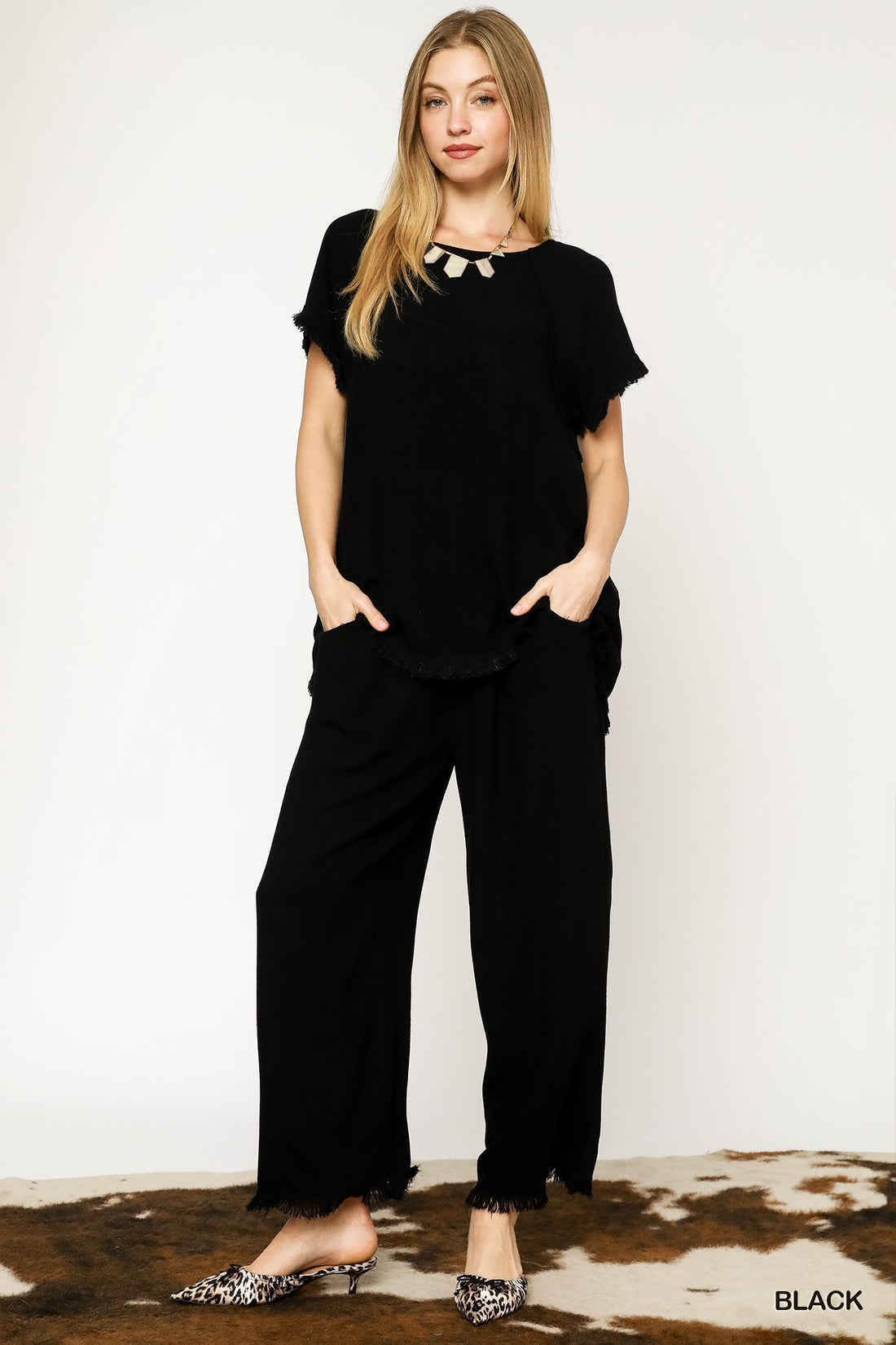 Black Wide Leg Linen Pant