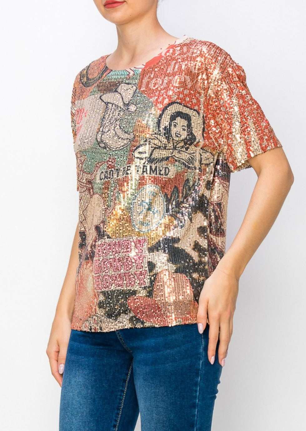 Howdy Sequin T-Shirt Top 