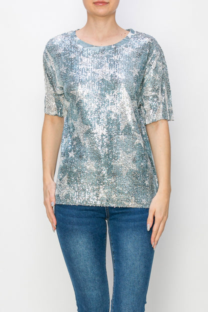 Silver De Star Sequin Top 