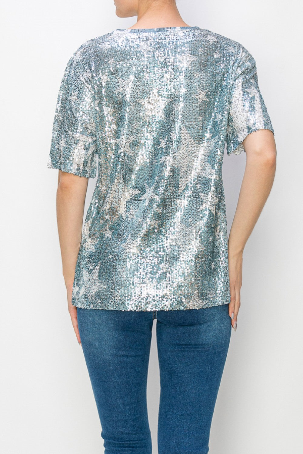 Silver De Star Sequin Top 