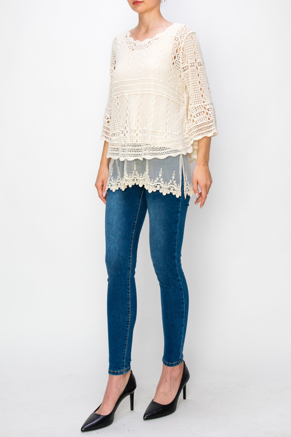 Crochet Tunic Top with 3/4 Sleeves